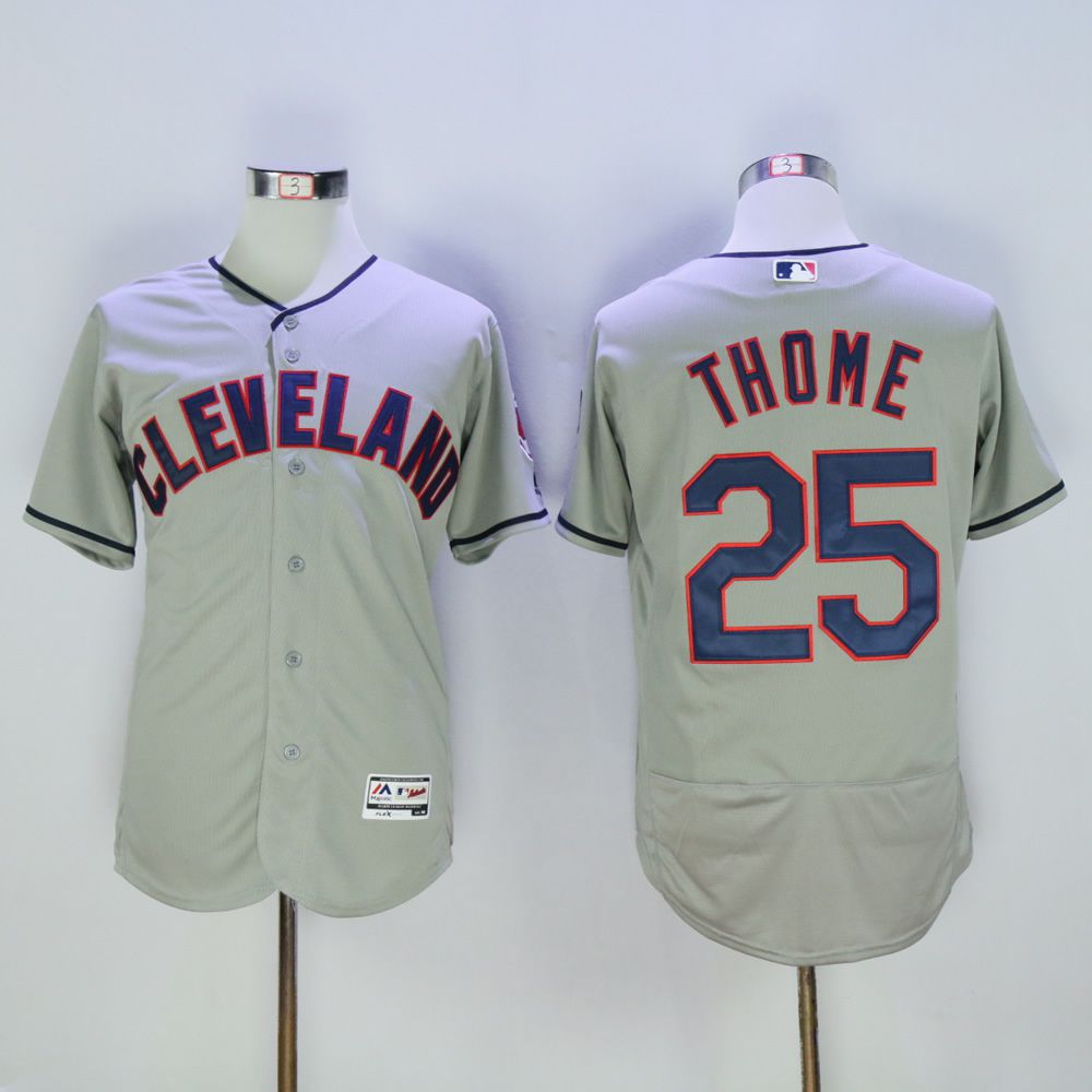 Men Cleveland Indians 25 Thome Grey MLB Jerseys